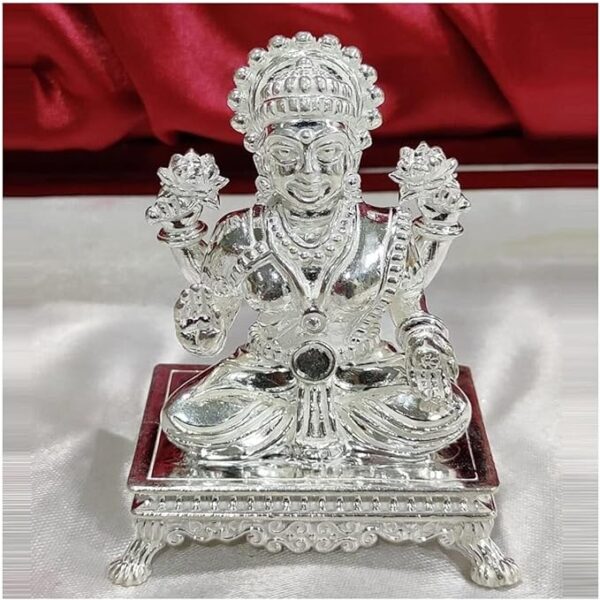 Goddess Laxmi Idol in Pure 925 Silver / Goddess Lakshmi Statue in Silver / Goddess Laxmi On Patla 1.00 INCH (18 Grams)