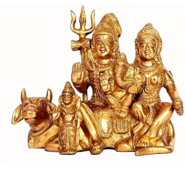 Shiv Family 4.6in 1.1Kg Brass Idol/Statue