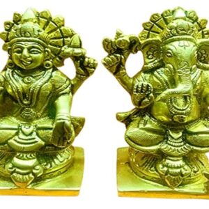 Lord Laxmi Ganesha 10cm 1.28Kg Brass Idol/Statue