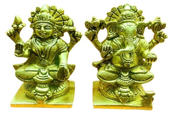 Lord Laxmi Ganesha 10cm 1.28Kg Brass Idol/Statue