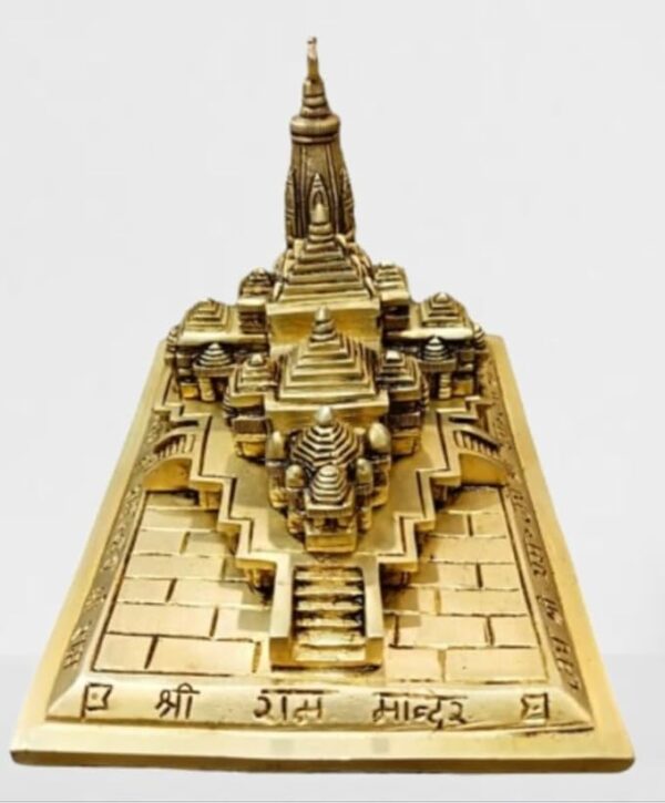 Shri Ram Mandir Design Brass Statue 2.5Kg, 14cm Height
