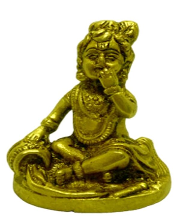 Brass Krishna Childhood with Makhan Matki Idol/Statue, 6.5 cm, 150g