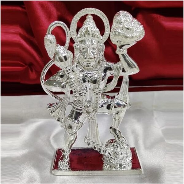 Hanuman Idol in Pure 925 Silver / Bajrangbali Statue in Silver Hindu Religion God Idol Sculpture Statue 2.40 INCH (60 Grams)