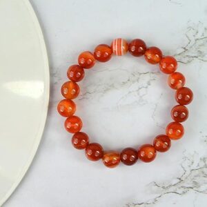 Certified Natural Crystal Stone Carnelian Bracelet 10 mm Beads for Reiki Healing and Crystal Healing Stones Bracelet (Color : Orange)