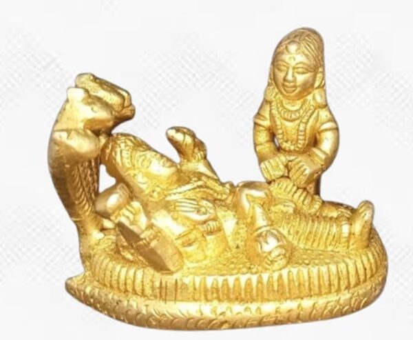 Lord Small of Vishnu Lakshmi Stay Under Shesh Nagh 6cm 200g Brass Idol/Statue