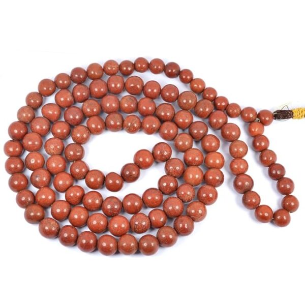 Red Jasper 8 mm Stone Mala - Necklace Crystal Mala 108 Beads Jaap Mala for Reiki Healing and Crystal Healing Stone (Color : Red)