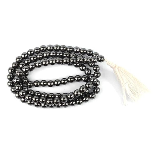 Certified Hematite Mala/Necklace 8 mm Crystal Stone 108 Bead Jaap Mal