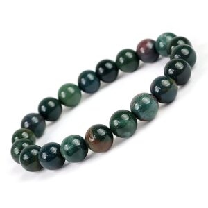 Natural Certified Crystal Stone Bloodstone Bracelet 10 mm Beads for Reiki Healing and Crystal Healing Stones Bracelet (Color : Green)