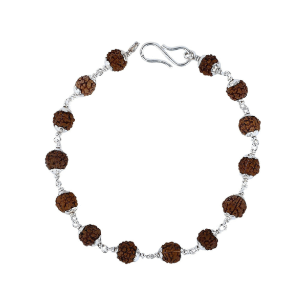 5 Face Java Indonesian Rudraksha Bracelet In Pure Silver 92.5 (Big)