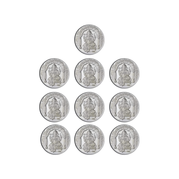 Ganpatiji Coin In Pure Silver 99.9 Religious Coin 5 Grams - Set Of 15 Pcs