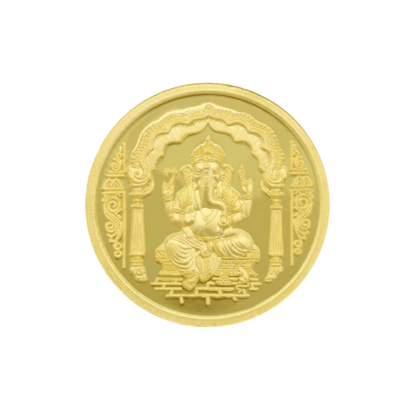 Ganpatiji Coin In Pure Silver (Gold Plated) 99.9 Religious Coin 5 Grams