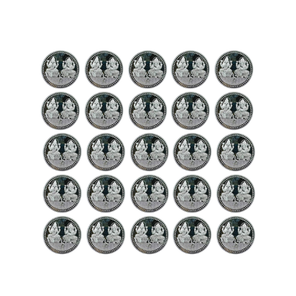 Ganesh Lakshmi Coin In Pure Silver 99.9 Religious Coin 5 Grams - Set Of 25 pcs