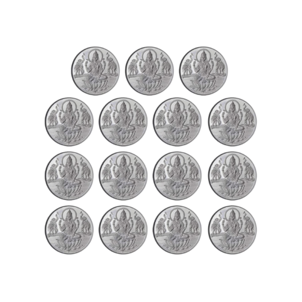 Goddess Lakshmi Coin In Pure Silver 99.9 Religious Coin 5 Grams - Set of 15 pcs