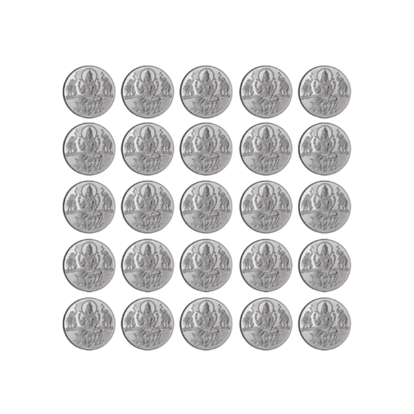 Goddess Lakshmi Coin In Pure Silver 99.9 Religious Coin 1 Gram - Set of 50 pcs
