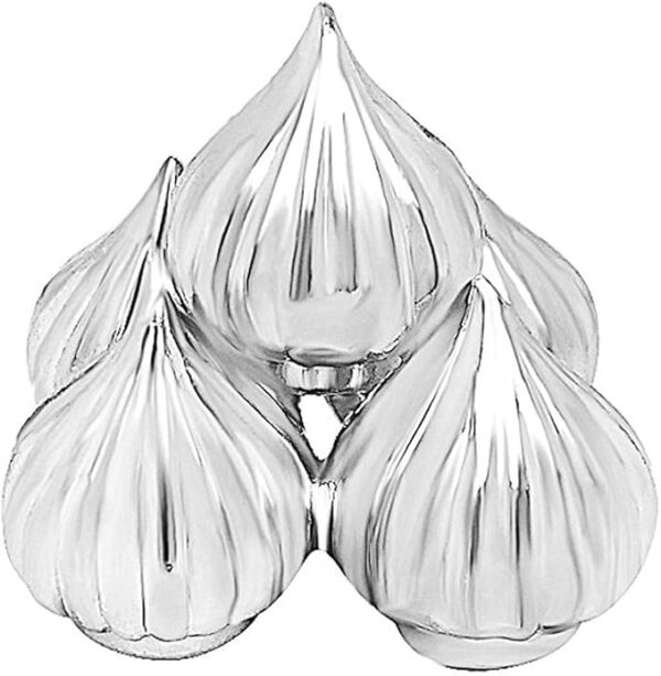 Modak in Pure Silver 5 Adjoined Modak for Puja Offering Sweet Prasad for Lord Ganesh Hindu Religion Pooja Item