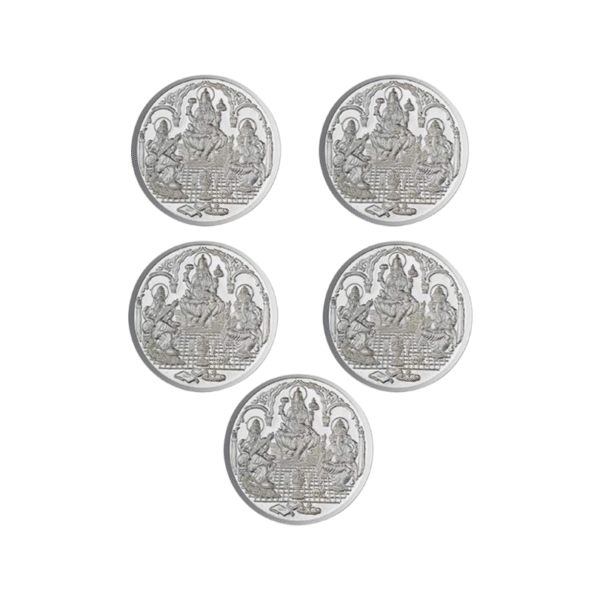 Trimurti Pure Silver 99.9 Religious Coin 5 GMS Beautiful Design - Set Of 5 Pcs