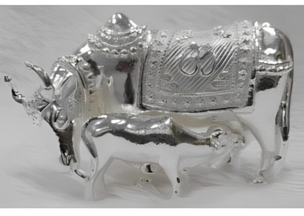 Cow With Om Design In Pure Silver