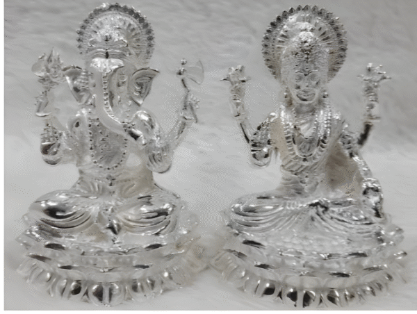 Ganesh Laxmi Idol in Pure 925 Silver