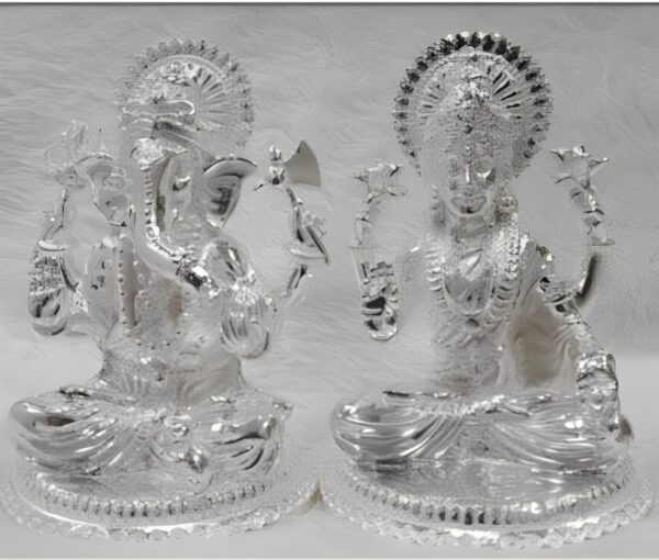 Ganesh Laxmi Idol in Pure 925 Silver