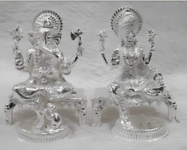 Ganesh Laxmi Idol in Pure 925 Silver
