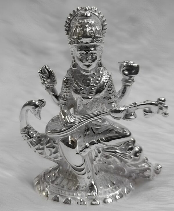 Saraswati Idol in Pure 925 Silver