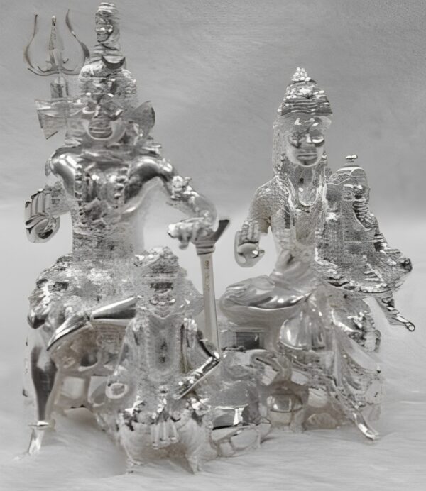 Shiv Parvati Idol in Pure 925 Silver