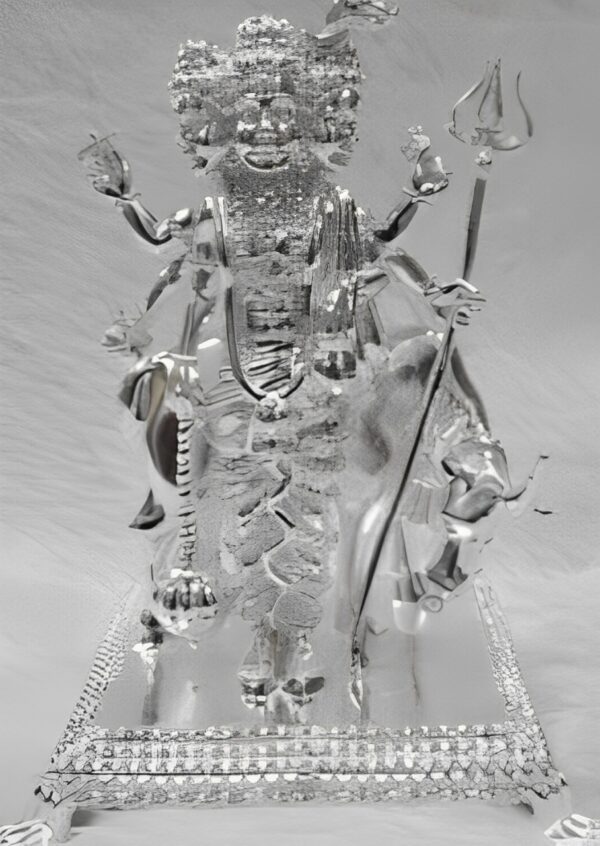 Dattatreya With Cow Idol in Pure 925 Silver / Dattatreya With Cow Statue in Silver Hindu Religion God Idol Sculpture Statue