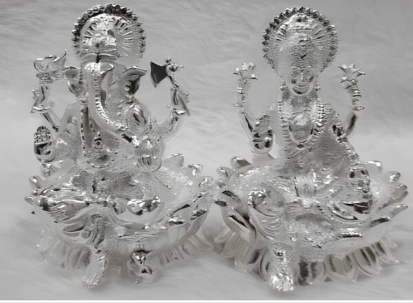 Ganesh Laxmi Idol in Pure 925 Silver
