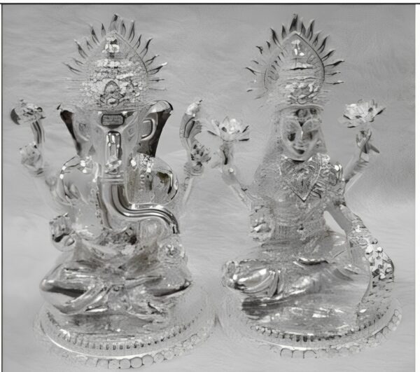 Ganesh Laxmi Idol in Pure 925 Silver