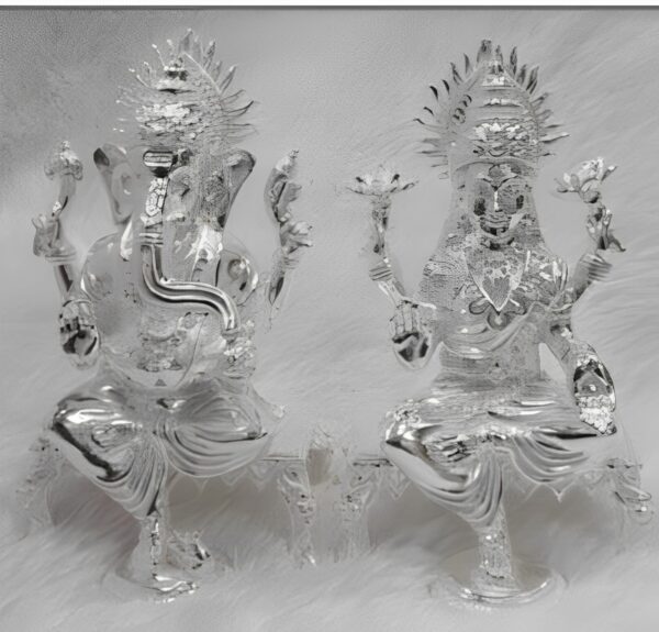 Ganesh Laxmi Idol in Pure 925 Silver