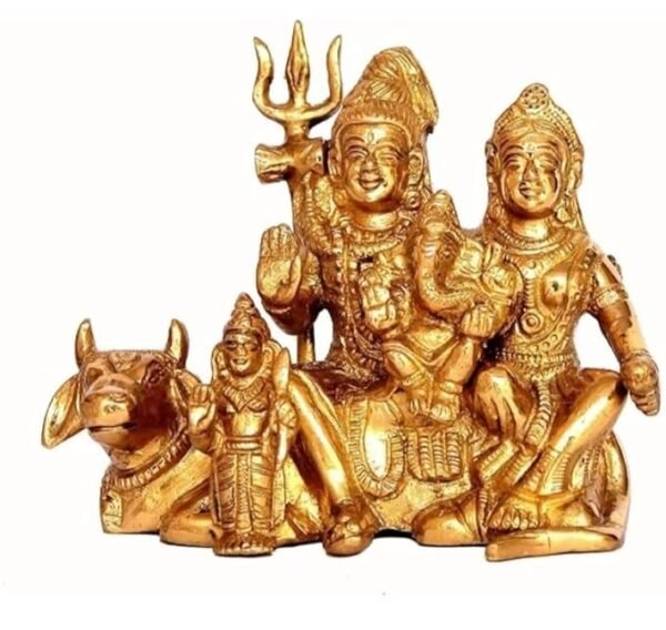 Shiv Family 4.6in 1.1Kg Brass Idol/Statue