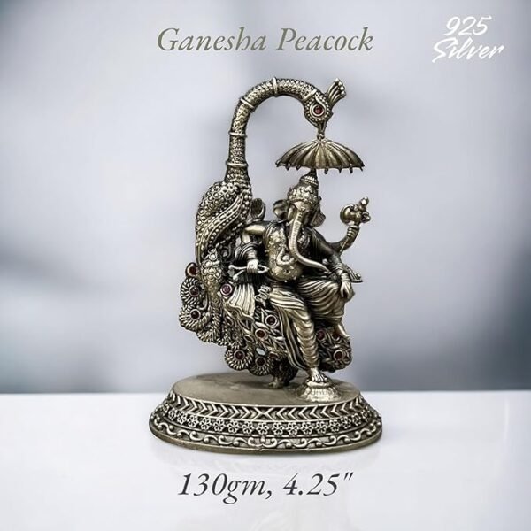 Ganesh Idol in Pure 925 Silver/Ganpati Statue in Silver Hindu Religion God Idol Sculpture Statue