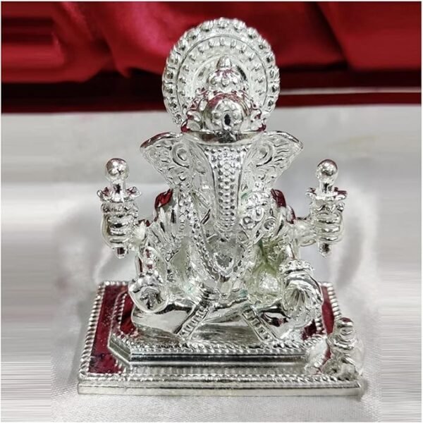 Shreemant Dagdusheth Halwai Ganesh Idol in Pure 925 Silver / Dagdu Sheth Ganpati in Silver Hindu Religion God Idol Sculpture Statue