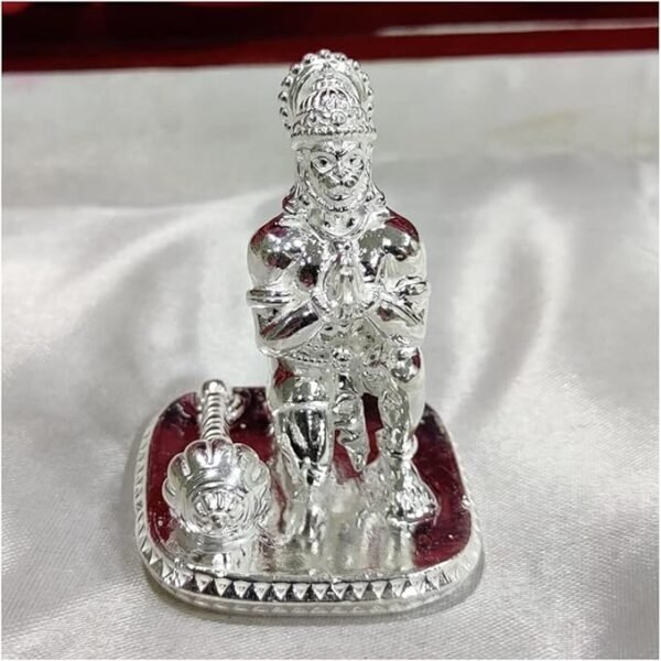 Hanuman Idol in Pure 925 Silver / Bajrangbali Statue Sitting in Silver Hindu Religion God Idol Sculpture Statue