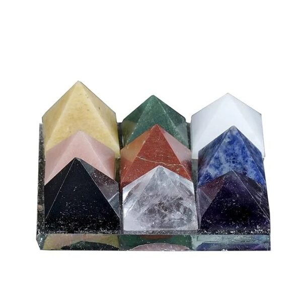 9 Pyramid Nav Graha Set Chakra Pyramid Set for Vastu Feng Shui Reiki Crystal Healing (2x2 Inch) by REBUY