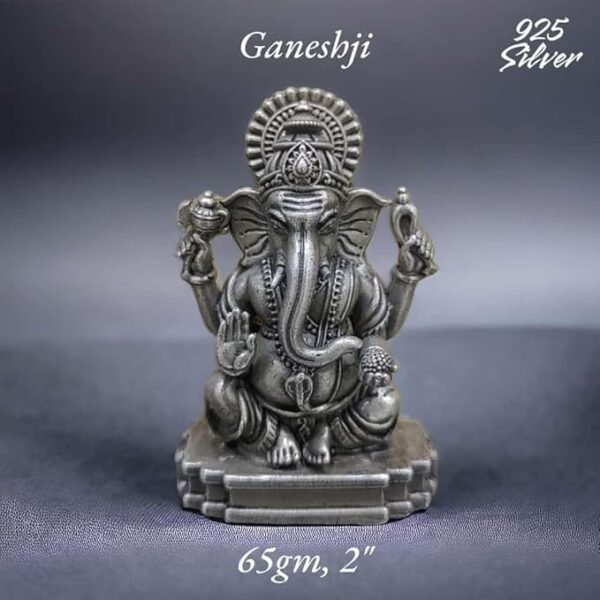 Ganesh Idol in Pure 925 Silver/Ganpati Statue in Silver Hindu Religion God Idol Sculpture Statue