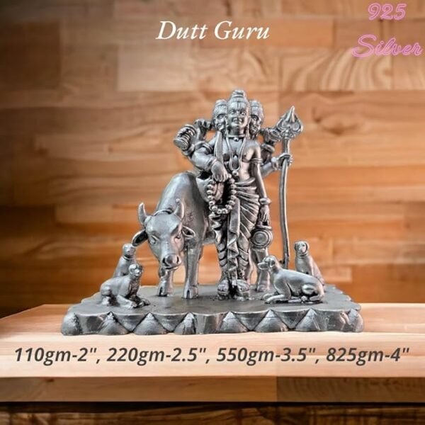 Dattatreya Idol in Pure 925 Silver/Dattatreya Statue in Silver Hindu Religion God Idol Sculpture Statue
