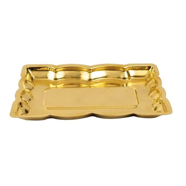 Traditional Handcrafted Brass Puja | Pooja Thali | Thambulam Plate | Home Decor| Return Gifts| Decorative | Serving and Gifting Tray Small - Rectangular Plate