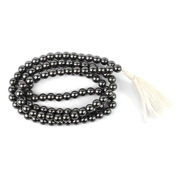 Certified Hematite Mala/Necklace 8 mm Crystal Stone 108 Bead Jaap Mal