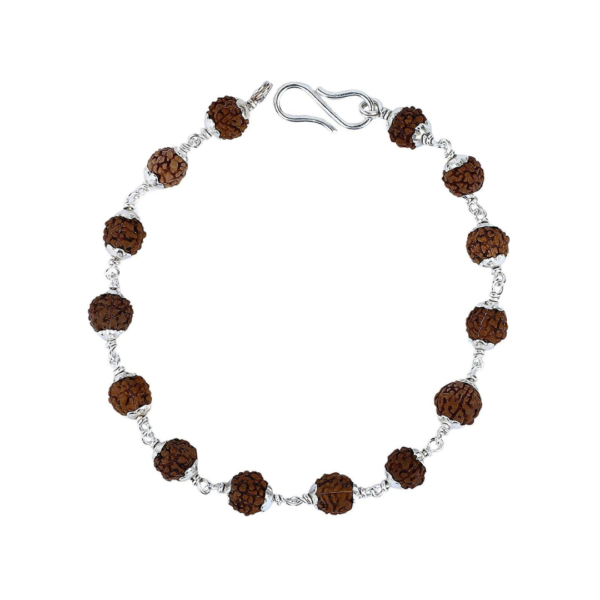 5 Face Java Indonesian Rudraksha Bracelet In Pure Silver 92.5 (Medium)