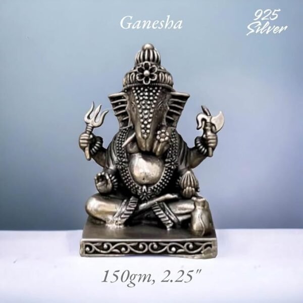 Ganesh Idol in Pure 925 Silver/Ganpati Statue in Silver Hindu Religion God Idol Sculpture Statue