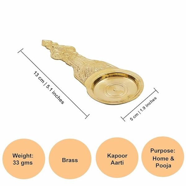 Brass Kapoor| Diya Deepam Deepa Burner Karpuram Arati |Aarti|Arthi|Arathi Stand For Dhoop Puja|Pooja Room Camphor Dani Holder For Your Mandir Home&Office Decoration – Spoon -5.5" Inch Small