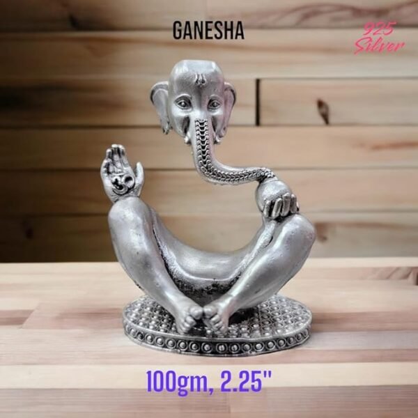 Ganesh Idol in Pure 925 Silver/Ganpati Statue in Silver Hindu Religion God Idol Sculpture Statue