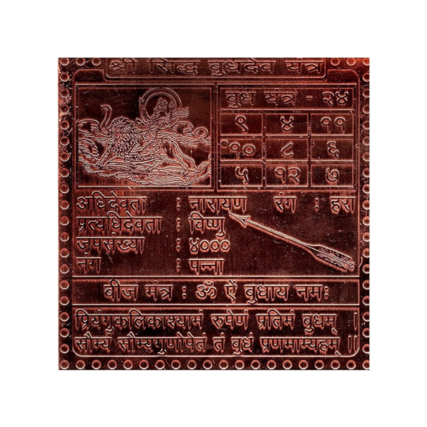 Buddha Yantra  Premium Quality 3 Inch X 3 Inch Blessed and Energized Copper | Gold Plated