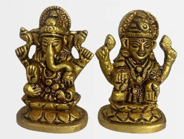 Brass Laxmi Ganesha 5.5cm Idols, Set of 2, 200g