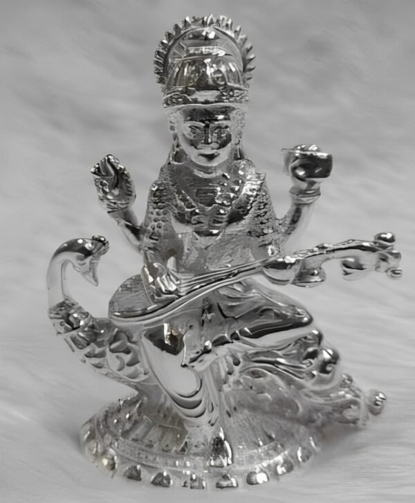 Saraswati Idol in Pure 925 Silver