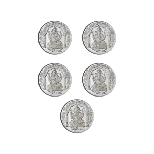 Ganpatiji Coin In Pure Silver 99.9 Religious Coin 1 Gram Set