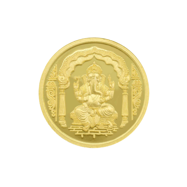 Ganesh Coin in Pure 24k 995 Yellow Gold Certified