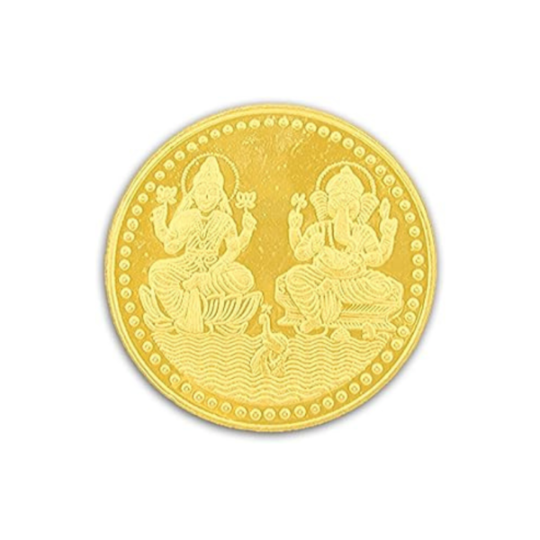 Ganesh Lakshmi Coin In Pure Silver (Gold Plated) 99.9 Religious Coin 5 Grams