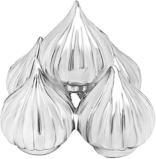 Modak in Pure Silver 5 Adjoined Modak for Puja Offering Sweet Prasad for Lord Ganesh Hindu Religion Pooja Item